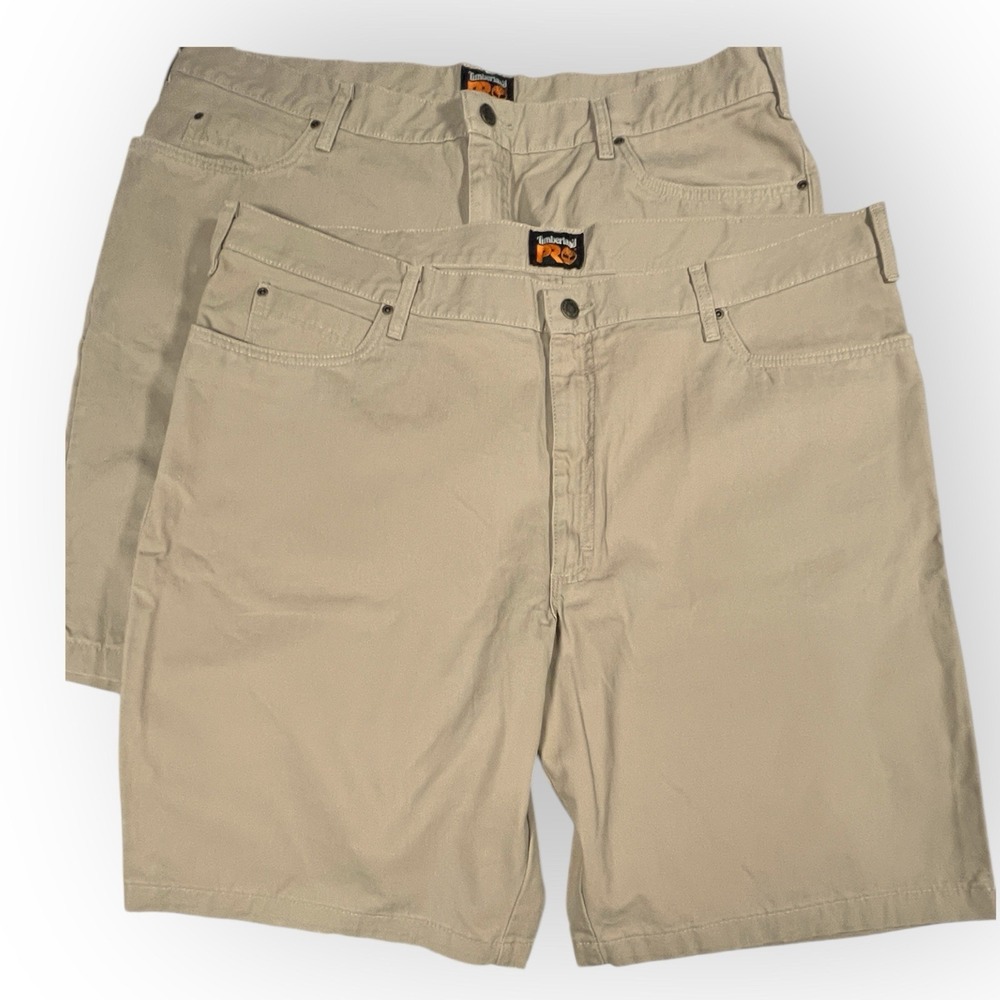 2 Pair Mens 44 Timberland PRO Shorts Khaki Beige Tan Utility Workwear Lot